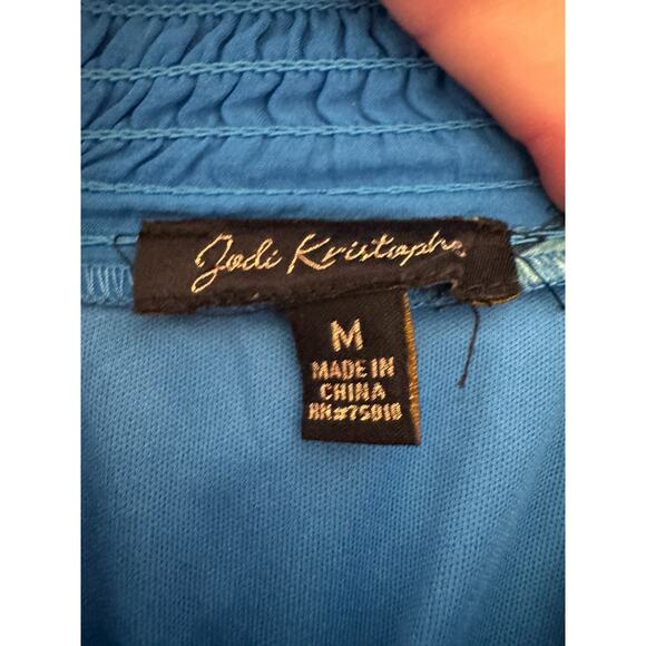 Jodi Kristopher Blue Floral Maxi Dress M Off Shoulder Flutter Sleeve Boho Summer - Picture 7 of 7